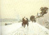 Childe Hassam Famous Paintings - Along the Seine Winter